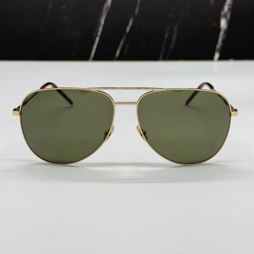 NEW SAINT LAURENT CLASSIC 11 028 GOLD/GREEN AVIATOR SUNGLASSES SAINT LAURENT - Picture 4 of 10